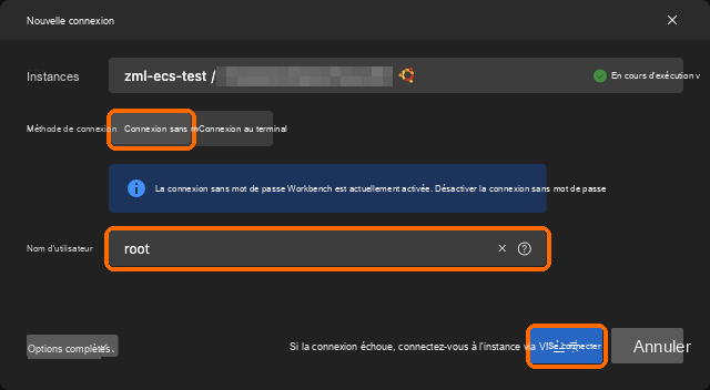 Connexion sans mot de passe, nom d'utilisateur root, Se connecter