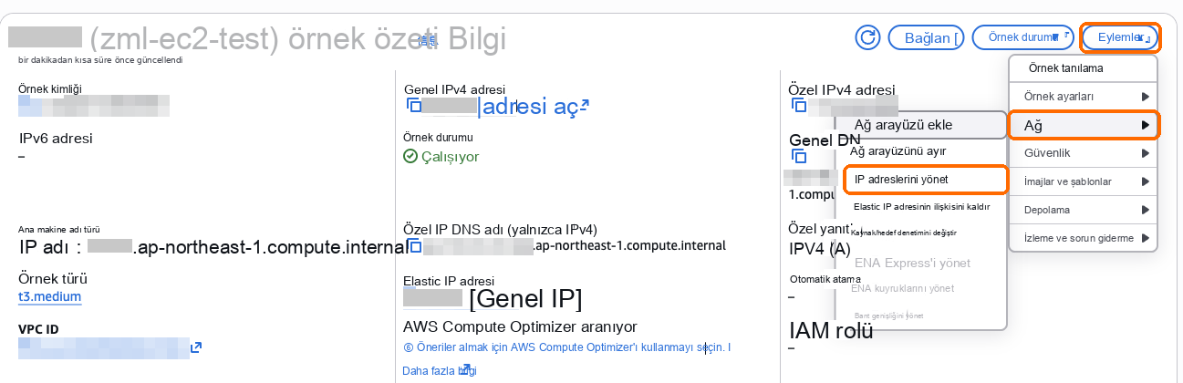 Eylemler, Ağ, IP adreslerini yönet